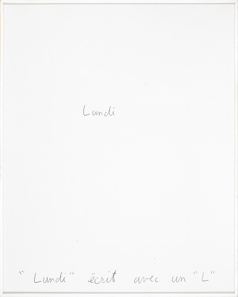Claude Closky, ‘“Lundi” écrit avec un “L” [Monday written with a M],’ 1992, ballpoint pen on paper, 30 x 24 cm.